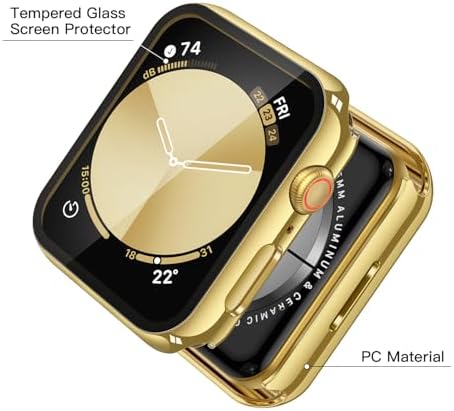 Misxi 2 Pack Hard PC Case with Tempered Glass Screen Protector Compatible with Apple Watch Series 9  2023  Series 8 Series 7 45mm  Ultra Thin Scratch Resistant Cover for iWatch S9/S8/S7  Black