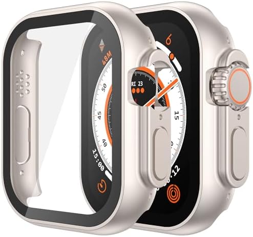 Misxi 2 Pack Hard PC Case with Tempered Glass Screen Protector Compatible with Apple Watch Series 9  2023  Series 8 Series 7 45mm  Ultra Thin Scratch Resistant Cover for iWatch S9/S8/S7  Black