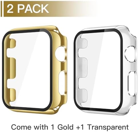Misxi 2 Pack Hard PC Case with Tempered Glass Screen Protector Compatible with Apple Watch Series 9  2023  Series 8 Series 7 45mm  Ultra Thin Scratch Resistant Cover for iWatch S9/S8/S7  Black