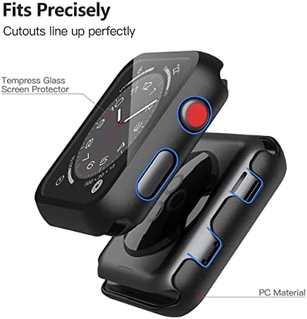 Misxi 2 Pack Hard PC Case with Tempered Glass Screen Protector Compatible with Apple Watch Series 9  2023  Series 8 Series 7 45mm  Ultra Thin Scratch Resistant Cover for iWatch S9/S8/S7  Black