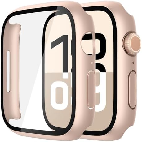 Misxi 2 Pack Hard PC Case with Tempered Glass Screen Protector Compatible with Apple Watch Series 9  2023  Series 8 Series 7 45mm  Ultra Thin Scratch Resistant Cover for iWatch S9/S8/S7  Black