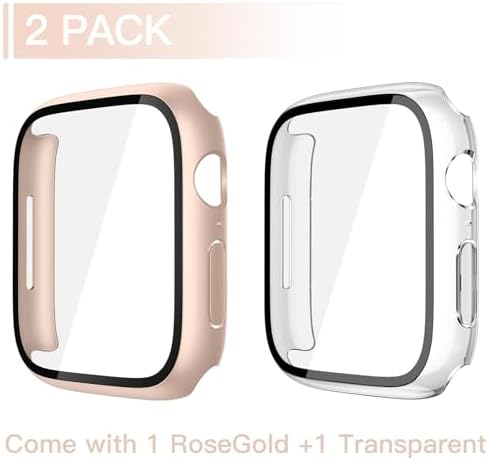 Misxi 2 Pack Hard PC Case with Tempered Glass Screen Protector Compatible with Apple Watch Series 9  2023  Series 8 Series 7 45mm  Ultra Thin Scratch Resistant Cover for iWatch S9/S8/S7  Black