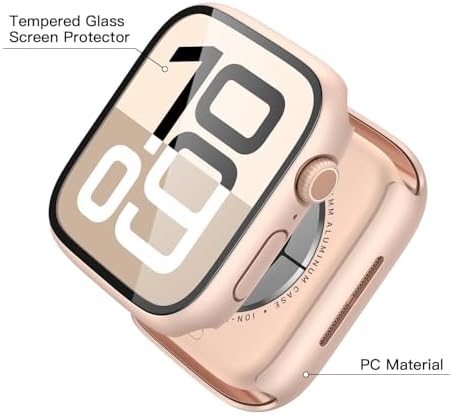 Misxi 2 Pack Hard PC Case with Tempered Glass Screen Protector Compatible with Apple Watch Series 9  2023  Series 8 Series 7 45mm  Ultra Thin Scratch Resistant Cover for iWatch S9/S8/S7  Black