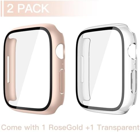 Misxi 2 Pack Hard PC Case with Tempered Glass Screen Protector Compatible with Apple Watch Series 9  2023  Series 8 Series 7 45mm  Ultra Thin Scratch Resistant Cover for iWatch S9/S8/S7  Black