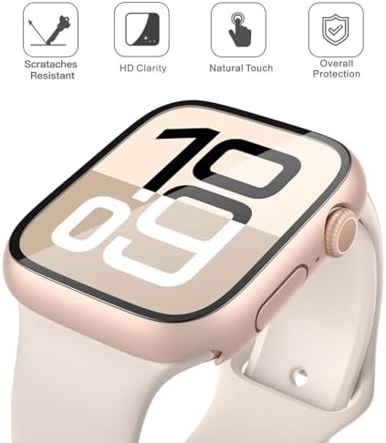 Misxi 2 Pack Hard PC Case with Tempered Glass Screen Protector Compatible with Apple Watch Series 9  2023  Series 8 Series 7 45mm  Ultra Thin Scratch Resistant Cover for iWatch S9/S8/S7  Black