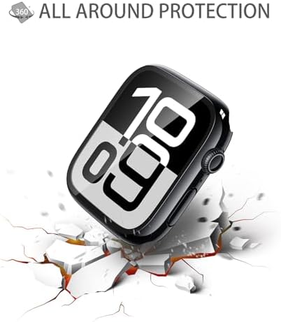 Misxi 2 Pack Hard PC Case with Tempered Glass Screen Protector Compatible with Apple Watch Series 9  2023  Series 8 Series 7 45mm  Ultra Thin Scratch Resistant Cover for iWatch S9/S8/S7  Black