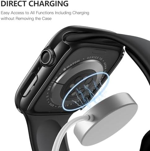 Misxi 2 Pack Hard PC Case with Tempered Glass Screen Protector Compatible with Apple Watch Series 9  2023  Series 8 Series 7 45mm  Ultra Thin Scratch Resistant Cover for iWatch S9/S8/S7  Black