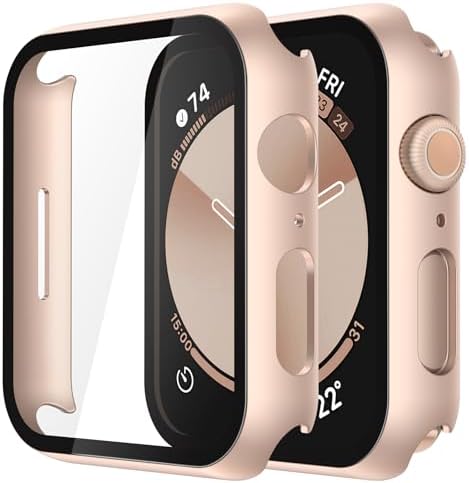 Misxi 2 Pack Hard PC Case with Tempered Glass Screen Protector Compatible with Apple Watch Series 9  2023  Series 8 Series 7 45mm  Ultra Thin Scratch Resistant Cover for iWatch S9/S8/S7  Black