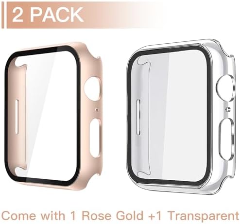 Misxi 2 Pack Hard PC Case with Tempered Glass Screen Protector Compatible with Apple Watch Series 9  2023  Series 8 Series 7 45mm  Ultra Thin Scratch Resistant Cover for iWatch S9/S8/S7  Black