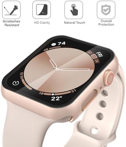 Misxi 2 Pack Hard PC Case with Tempered Glass Screen Protector Compatible with Apple Watch Series 9  2023  Series 8 Series 7 45mm  Ultra Thin Scratch Resistant Cover for iWatch S9/S8/S7  Black