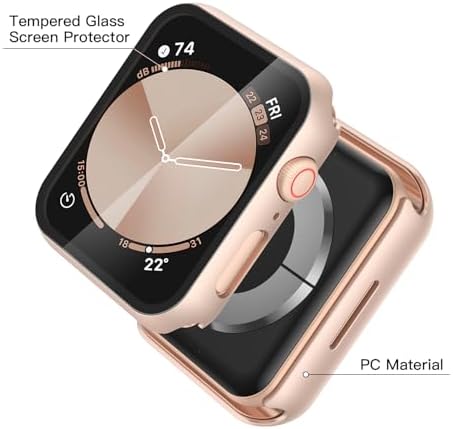 Misxi 2 Pack Hard PC Case with Tempered Glass Screen Protector Compatible with Apple Watch Series 9  2023  Series 8 Series 7 45mm  Ultra Thin Scratch Resistant Cover for iWatch S9/S8/S7  Black