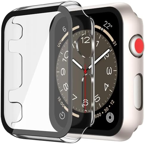 Misxi 2 Pack Hard PC Case with Tempered Glass Screen Protector Compatible with Apple Watch Series 9  2023  Series 8 Series 7 45mm  Ultra Thin Scratch Resistant Cover for iWatch S9/S8/S7  Black