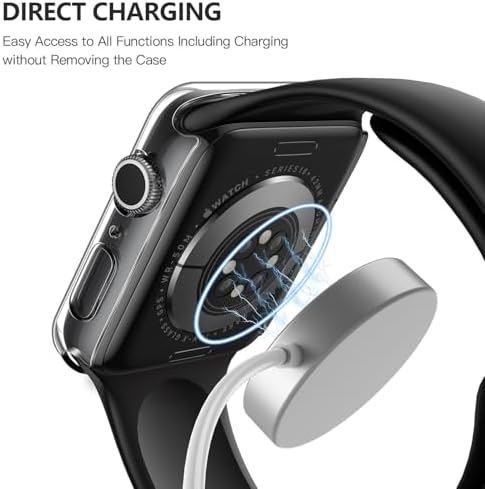 Misxi 2 Pack Hard PC Case with Tempered Glass Screen Protector Compatible with Apple Watch Series 9  2023  Series 8 Series 7 45mm  Ultra Thin Scratch Resistant Cover for iWatch S9/S8/S7  Black