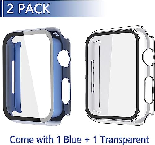 Misxi 2 Pack Hard PC Case with Tempered Glass Screen Protector Compatible with Apple Watch Series 9  2023  Series 8 Series 7 45mm  Ultra Thin Scratch Resistant Cover for iWatch S9/S8/S7  Black