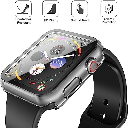 Misxi 2 Pack Hard PC Case with Tempered Glass Screen Protector Compatible with Apple Watch Series 9  2023  Series 8 Series 7 45mm  Ultra Thin Scratch Resistant Cover for iWatch S9/S8/S7  Black