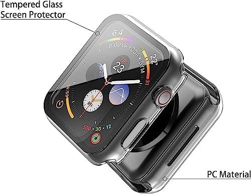 Misxi 2 Pack Hard PC Case with Tempered Glass Screen Protector Compatible with Apple Watch Series 9  2023  Series 8 Series 7 45mm  Ultra Thin Scratch Resistant Cover for iWatch S9/S8/S7  Black