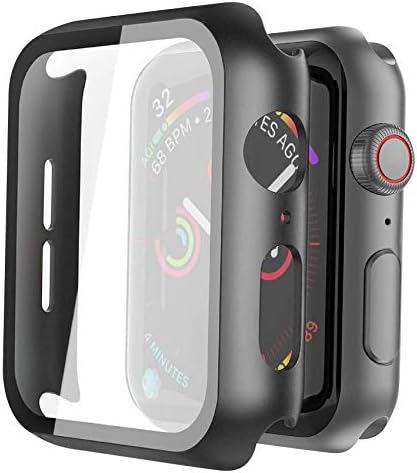 Misxi 2 Pack Hard PC Case with Tempered Glass Screen Protector Compatible with Apple Watch Series 9  2023  Series 8 Series 7 45mm  Ultra Thin Scratch Resistant Cover for iWatch S9/S8/S7  Black