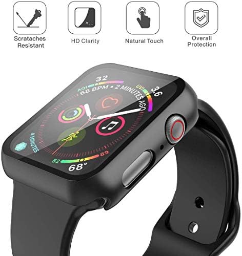 Misxi 2 Pack Hard PC Case with Tempered Glass Screen Protector Compatible with Apple Watch Series 9  2023  Series 8 Series 7 45mm  Ultra Thin Scratch Resistant Cover for iWatch S9/S8/S7  Black