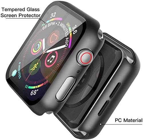 Misxi 2 Pack Hard PC Case with Tempered Glass Screen Protector Compatible with Apple Watch Series 9  2023  Series 8 Series 7 45mm  Ultra Thin Scratch Resistant Cover for iWatch S9/S8/S7  Black