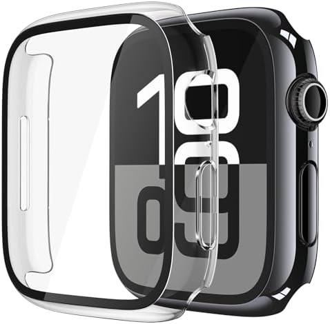 Misxi 2 Pack Hard PC Case with Tempered Glass Screen Protector Compatible with Apple Watch Series 9  2023  Series 8 Series 7 45mm  Ultra Thin Scratch Resistant Cover for iWatch S9/S8/S7  Black