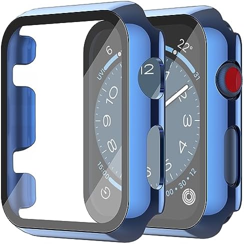 Misxi 2 Pack Hard PC Case with Tempered Glass Screen Protector Compatible with Apple Watch Series 9  2023  Series 8 Series 7 45mm  Ultra Thin Scratch Resistant Cover for iWatch S9/S8/S7  Black