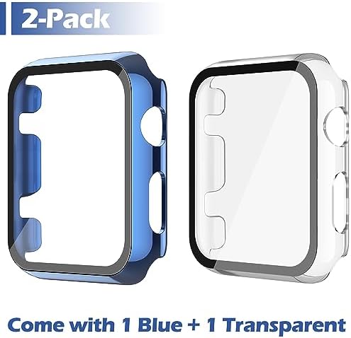 Misxi 2 Pack Hard PC Case with Tempered Glass Screen Protector Compatible with Apple Watch Series 9  2023  Series 8 Series 7 45mm  Ultra Thin Scratch Resistant Cover for iWatch S9/S8/S7  Black