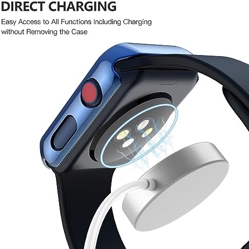 Misxi 2 Pack Hard PC Case with Tempered Glass Screen Protector Compatible with Apple Watch Series 9  2023  Series 8 Series 7 45mm  Ultra Thin Scratch Resistant Cover for iWatch S9/S8/S7  Black