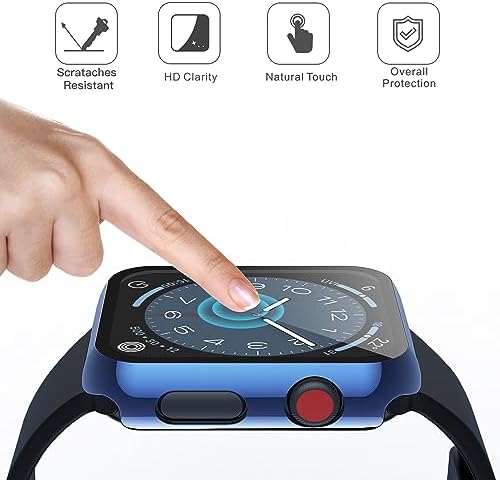 Misxi 2 Pack Hard PC Case with Tempered Glass Screen Protector Compatible with Apple Watch Series 9  2023  Series 8 Series 7 45mm  Ultra Thin Scratch Resistant Cover for iWatch S9/S8/S7  Black