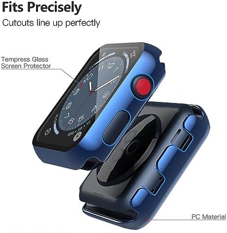 Misxi 2 Pack Hard PC Case with Tempered Glass Screen Protector Compatible with Apple Watch Series 9  2023  Series 8 Series 7 45mm  Ultra Thin Scratch Resistant Cover for iWatch S9/S8/S7  Black