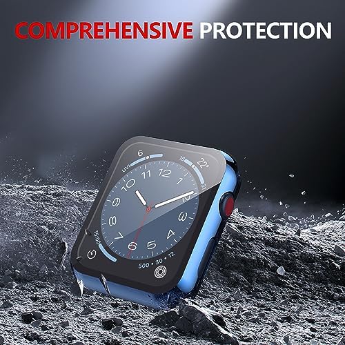 Misxi 2 Pack Hard PC Case with Tempered Glass Screen Protector Compatible with Apple Watch Series 9  2023  Series 8 Series 7 45mm  Ultra Thin Scratch Resistant Cover for iWatch S9/S8/S7  Black