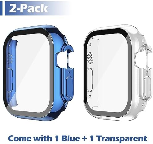 Misxi 2 Pack Hard PC Case with Tempered Glass Screen Protector Compatible with Apple Watch Series 9  2023  Series 8 Series 7 45mm  Ultra Thin Scratch Resistant Cover for iWatch S9/S8/S7  Black
