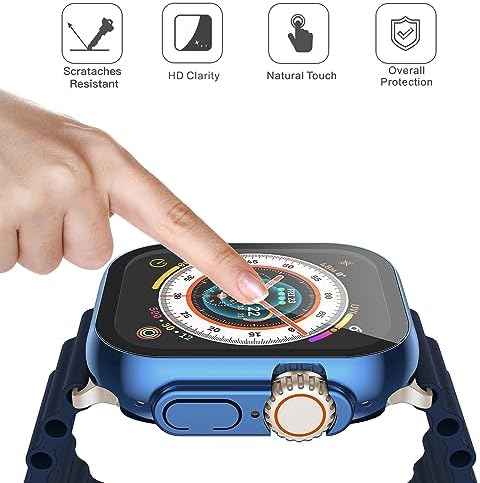 Misxi 2 Pack Hard PC Case with Tempered Glass Screen Protector Compatible with Apple Watch Series 9  2023  Series 8 Series 7 45mm  Ultra Thin Scratch Resistant Cover for iWatch S9/S8/S7  Black