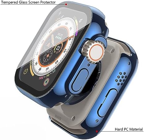 Misxi 2 Pack Hard PC Case with Tempered Glass Screen Protector Compatible with Apple Watch Series 9  2023  Series 8 Series 7 45mm  Ultra Thin Scratch Resistant Cover for iWatch S9/S8/S7  Black