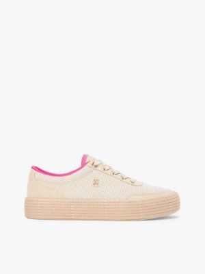 Talla 8.5 - Mixed Texture Canvas Platform Sneaker