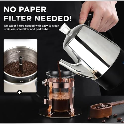 Mixpresso 10 Cup Percolator Coffee Pot Electric  Stainless Steel Coffee Percolator Electric With Keep Warm Function  Classic Perculator Pot With Removable Basket for Home or Office