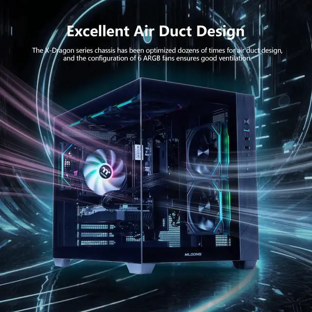 Mloong Black Gaming PC AMD Ryzen 5 5500  Up to 4 2 GHz  CPU  GeForce RTX 3050 6GB  1TB NVME SSD  16GB DDR4 RAM 3200MHz  650W PSU 7ARGB Fans  Windows 11 Home 64 bit WIFI Gaming Desktop  Black