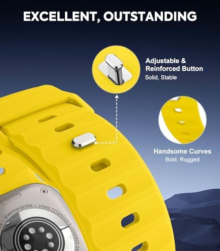 MoKo Ocean Band Compatible with Apple Watch Ultra 3/2/1 Band 49mm 46mm 45mm 44mm 42mm for Men Women  Silicone Replacement Strap Sport Wrist band for iWatch Series 11 10 9 8 7 6 5 4 3 2 1 SE 3/2/1