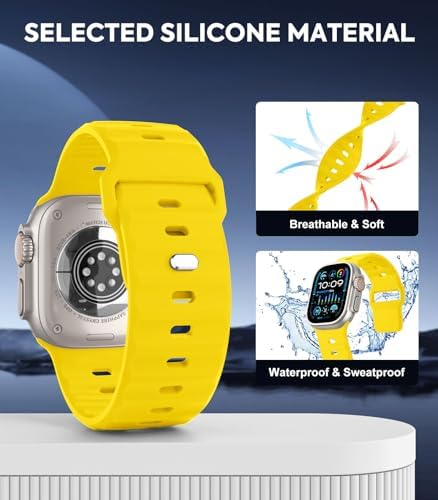 MoKo Ocean Band Compatible with Apple Watch Ultra 3/2/1 Band 49mm 46mm 45mm 44mm 42mm for Men Women  Silicone Replacement Strap Sport Wrist band for iWatch Series 11 10 9 8 7 6 5 4 3 2 1 SE 3/2/1