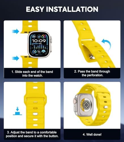 MoKo Ocean Band Compatible with Apple Watch Ultra 3/2/1 Band 49mm 46mm 45mm 44mm 42mm for Men Women  Silicone Replacement Strap Sport Wrist band for iWatch Series 11 10 9 8 7 6 5 4 3 2 1 SE 3/2/1