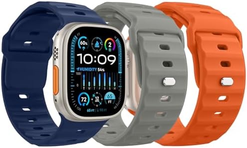 MoKo Ocean Band Compatible with Apple Watch Ultra 3/2/1 Band 49mm 46mm 45mm 44mm 42mm for Men Women  Silicone Replacement Strap Sport Wrist band for iWatch Series 11 10 9 8 7 6 5 4 3 2 1 SE 3/2/1