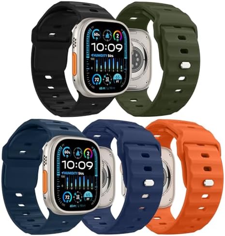 MoKo Ocean Band Compatible with Apple Watch Ultra 3/2/1 Band 49mm 46mm 45mm 44mm 42mm for Men Women  Silicone Replacement Strap Sport Wrist band for iWatch Series 11 10 9 8 7 6 5 4 3 2 1 SE 3/2/1