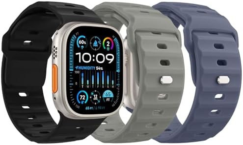 MoKo Ocean Band Compatible with Apple Watch Ultra 3/2/1 Band 49mm 46mm 45mm 44mm 42mm for Men Women  Silicone Replacement Strap Sport Wrist band for iWatch Series 11 10 9 8 7 6 5 4 3 2 1 SE 3/2/1