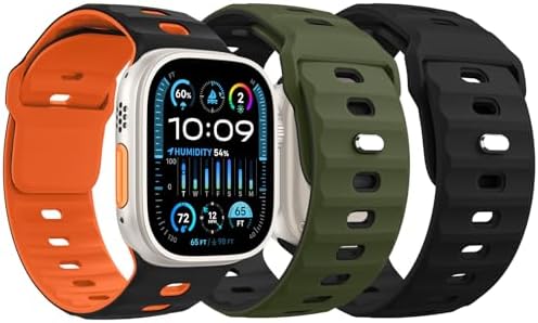 MoKo Ocean Band Compatible with Apple Watch Ultra 3/2/1 Band 49mm 46mm 45mm 44mm 42mm for Men Women  Silicone Replacement Strap Sport Wrist band for iWatch Series 11 10 9 8 7 6 5 4 3 2 1 SE 3/2/1