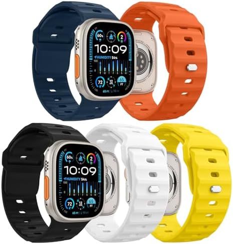 MoKo Ocean Band Compatible with Apple Watch Ultra 3/2/1 Band 49mm 46mm 45mm 44mm 42mm for Men Women  Silicone Replacement Strap Sport Wrist band for iWatch Series 11 10 9 8 7 6 5 4 3 2 1 SE 3/2/1