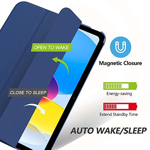 MoKo for iPad  A16  11th Generation Case 11 Inch 2025  iPad 10th Generation Case 10 9 Inch 2022  Slim Stand Hard PC Translucent Back Shell Smart Cover  Support Touch ID  Auto Wake/Sleep  Navy Blue