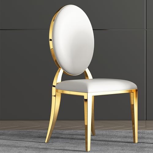 Modern Dining Chairs Set of 2 Leather Kitchen Dining Room Chair with Shiny Gold Stainless Steel Legs Upholstered Back Chairs for Living Room Meeting Room