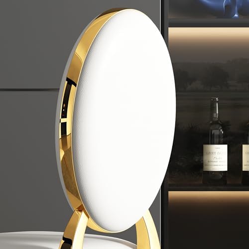Modern Dining Chairs Set of 2 Leather Kitchen Dining Room Chair with Shiny Gold Stainless Steel Legs Upholstered Back Chairs for Living Room Meeting Room