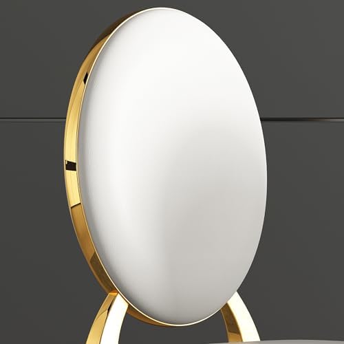 Modern Dining Chairs Set of 2 Leather Kitchen Dining Room Chair with Shiny Gold Stainless Steel Legs Upholstered Back Chairs for Living Room Meeting Room