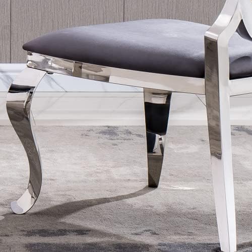 Modern Dining Chairs Set of 2 Leather Kitchen Dining Room Chair with Shiny Gold Stainless Steel Legs Upholstered Back Chairs for Living Room Meeting Room