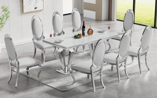 Modern Dining Chairs Set of 2 Leather Kitchen Dining Room Chair with Shiny Gold Stainless Steel Legs Upholstered Back Chairs for Living Room Meeting Room